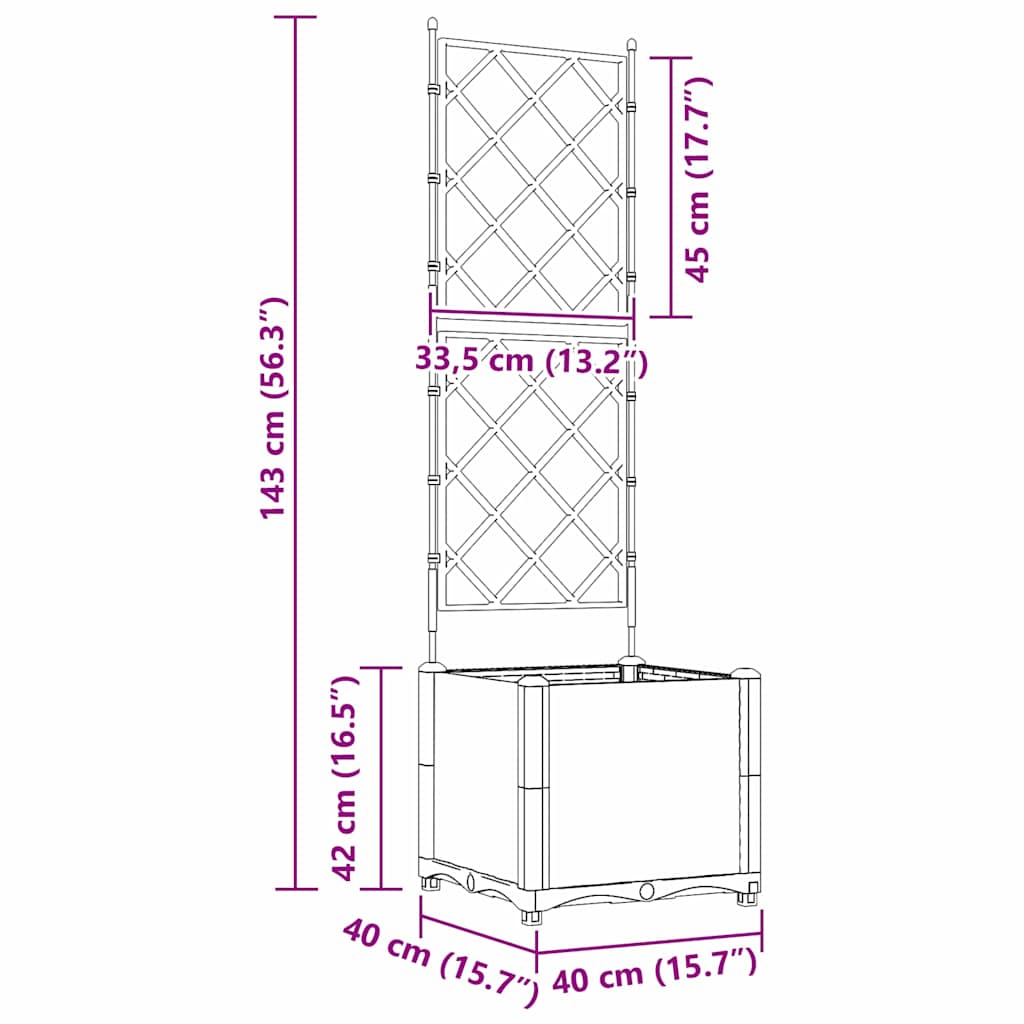 Garden Planter LiGht Grey 40 x 40 x 143 cm PP