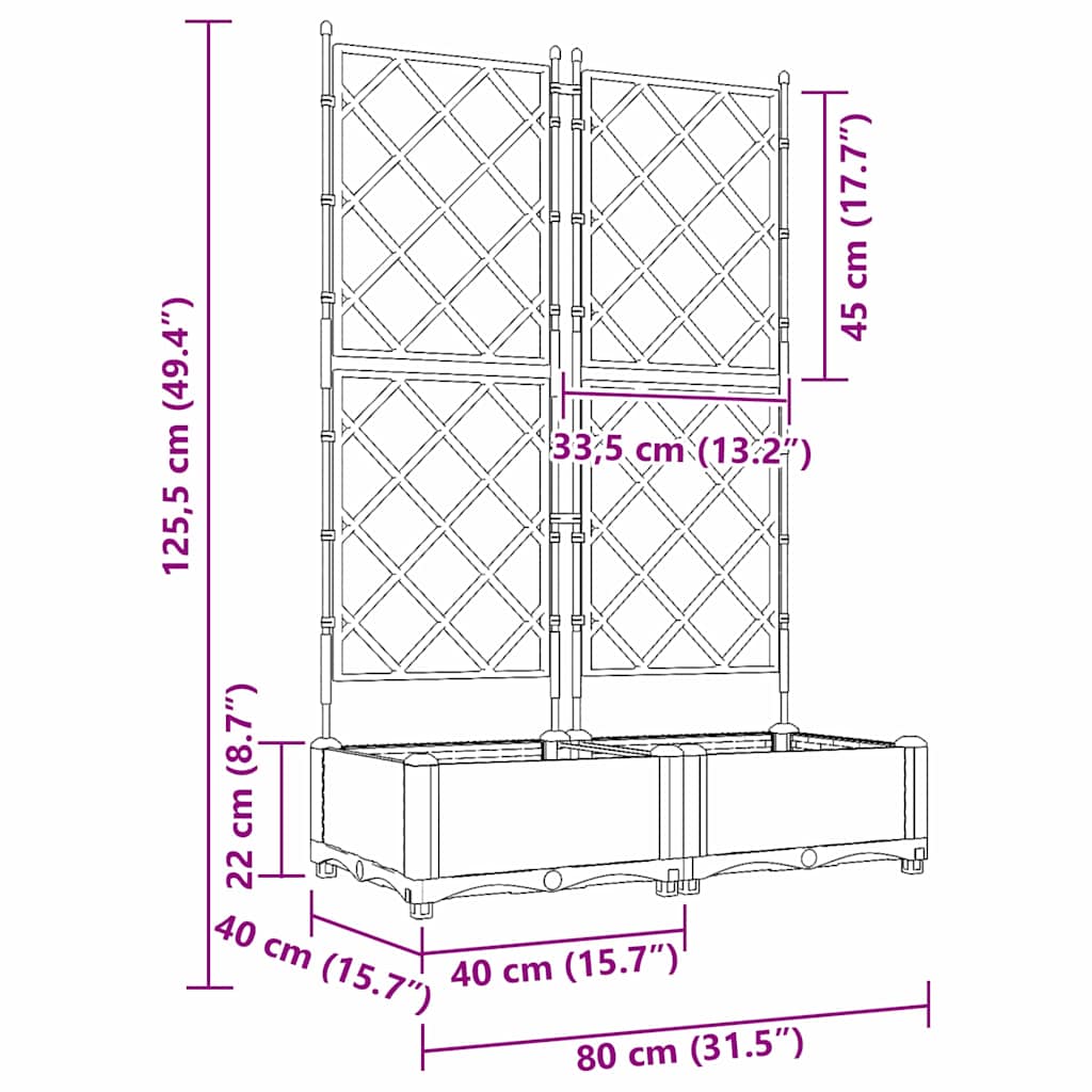 Garden Planter 2 pcs LiGht Grey 80 x 40 x 125.5 cm PP