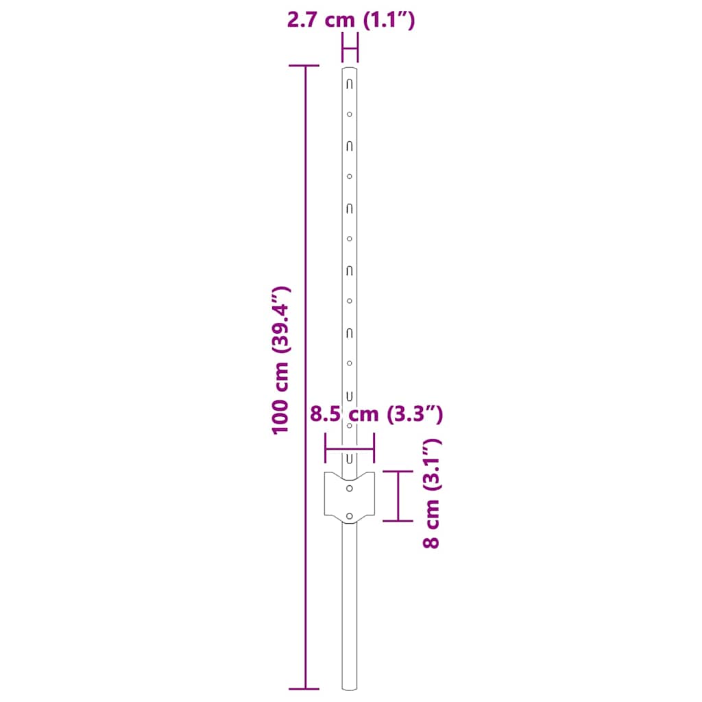 Embedded Fence Post 5 pcs Green 100 cm Powder-Coated Steel