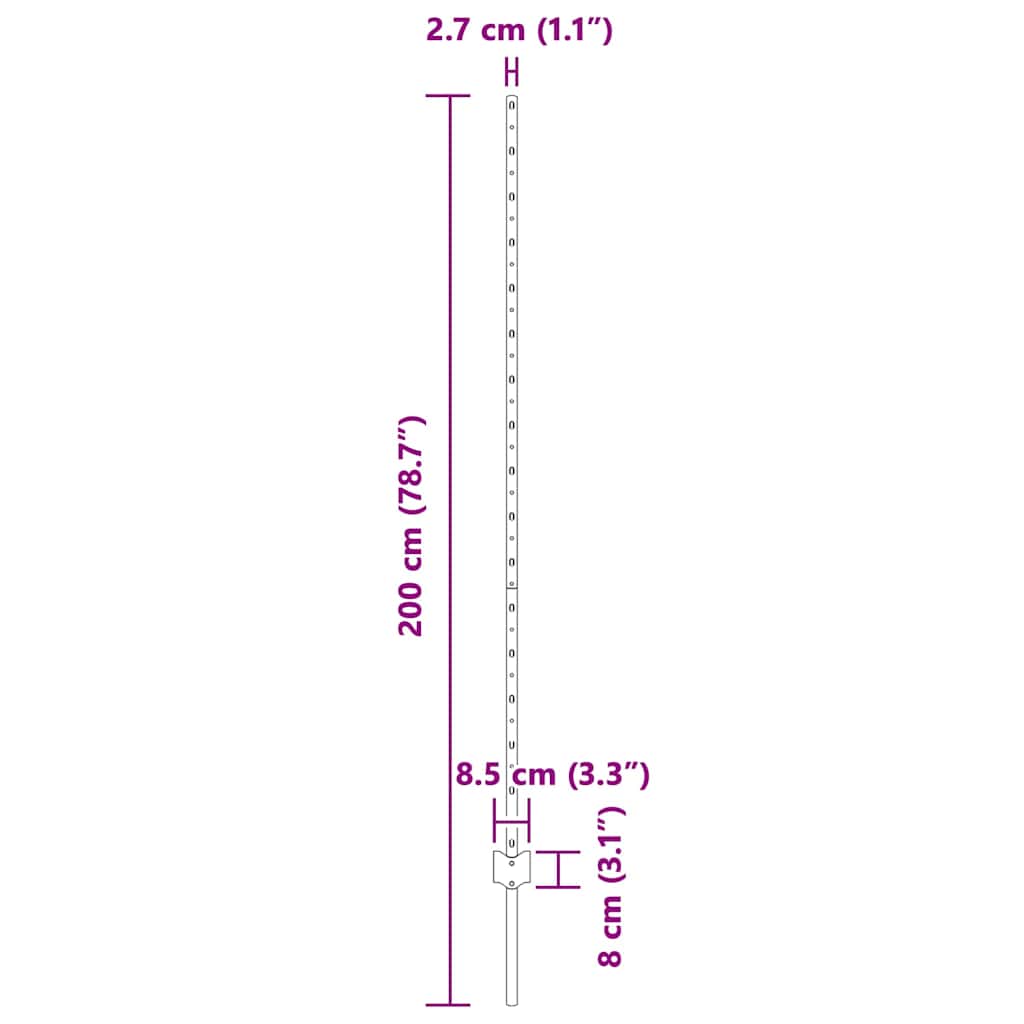 Embedded Fence Post 5 pcs Green 200 cm Powder-Coated Steel