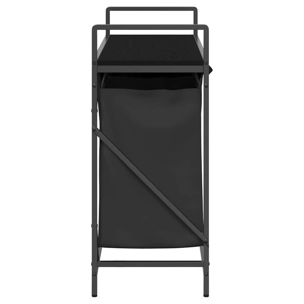 Laundry Basket 3 Compartments with Shelf Black Oak