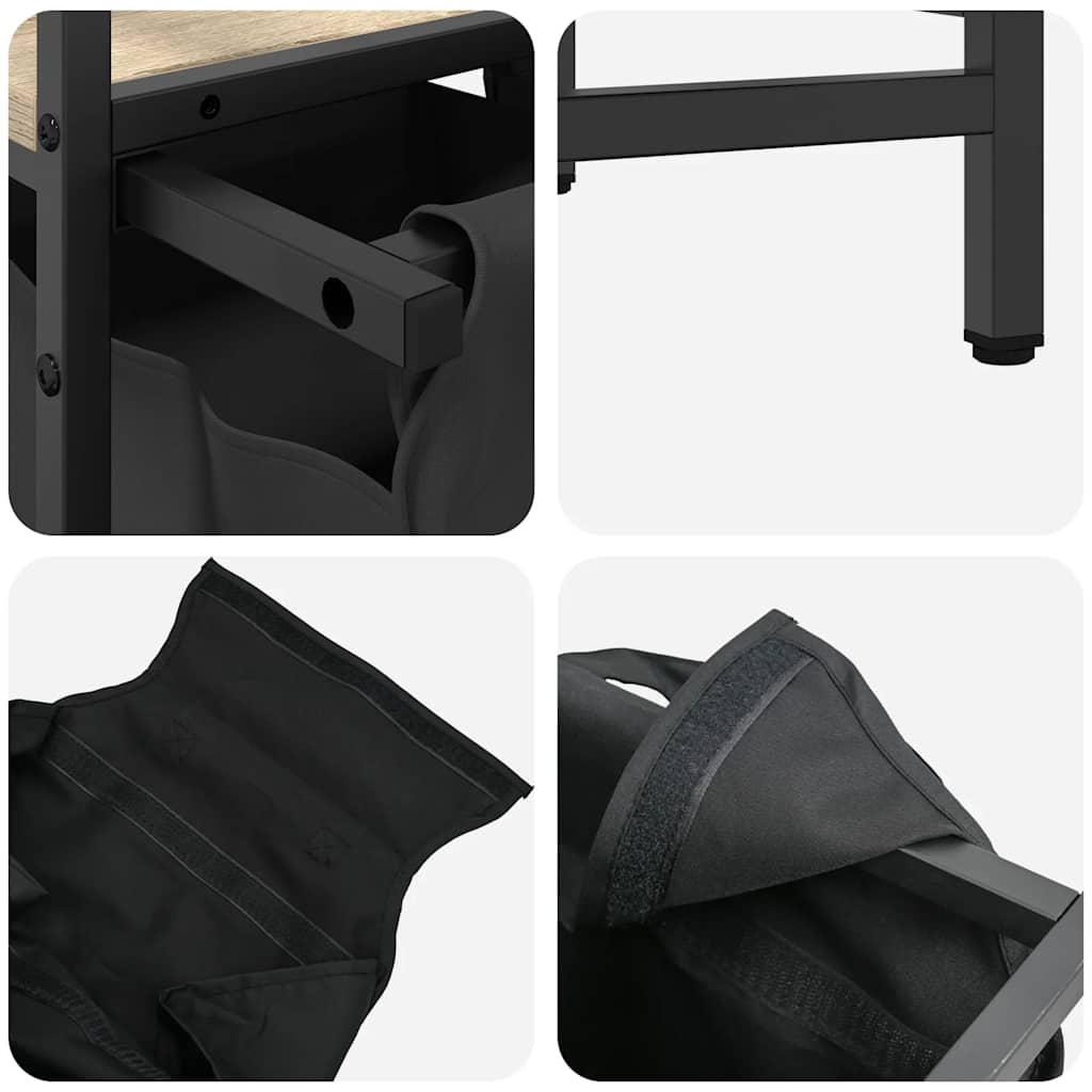 Laundry Basket 3 Compartments with Shelf Sonoma Oak