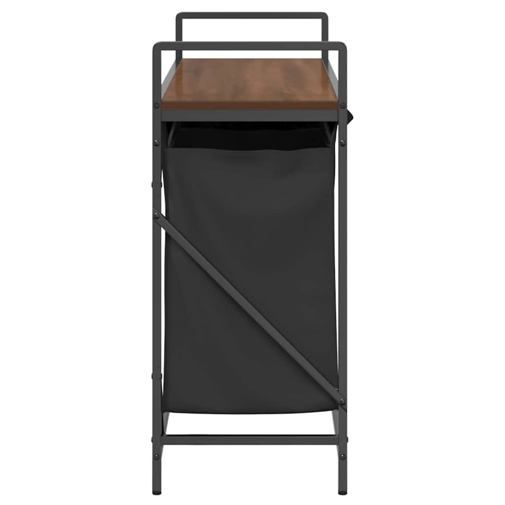 Laundry Basket 3 Compartments with Shelf Brown Oak