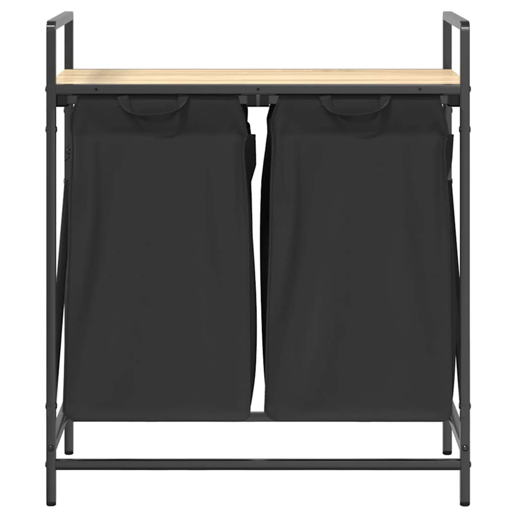 Laundry Basket 2 Compartments with Shelf Sonoma Oak