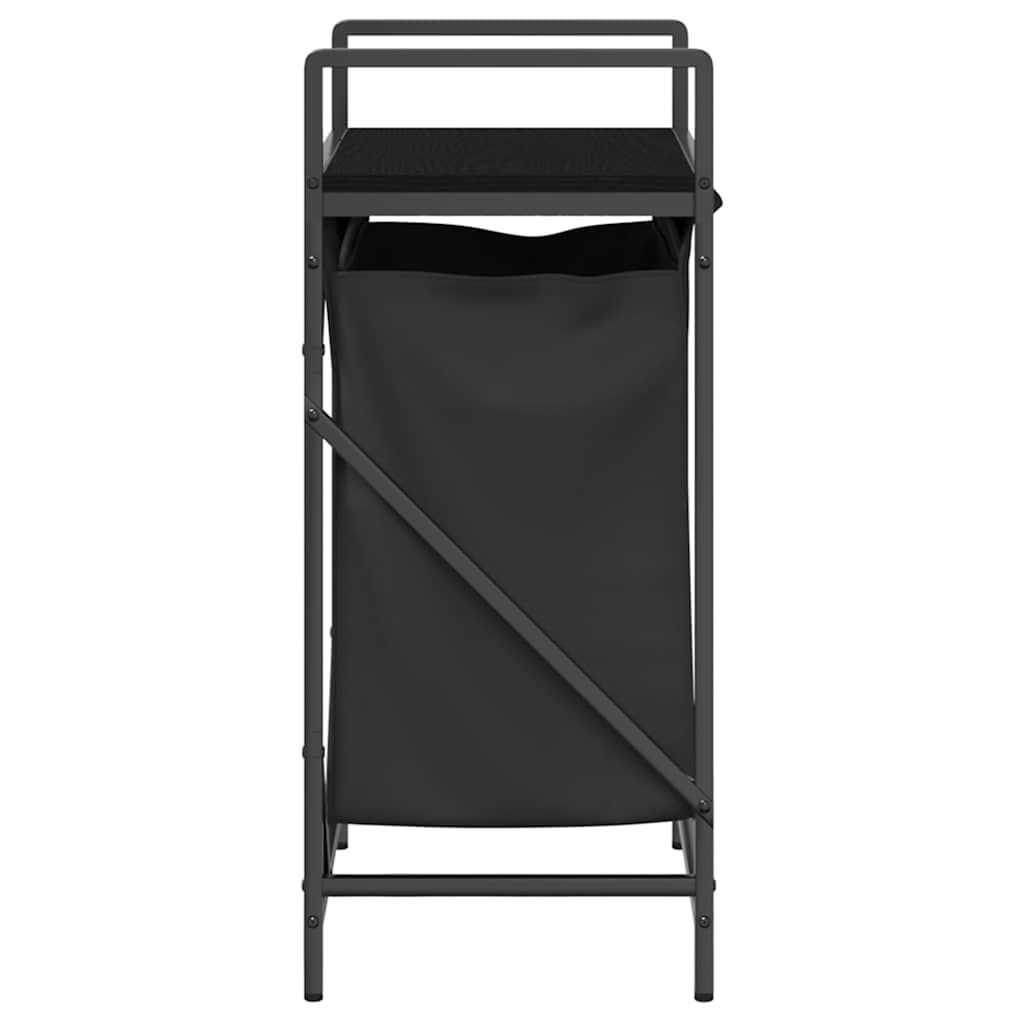 Laundry Basket 1 Compartment with Shelf Black Oak
