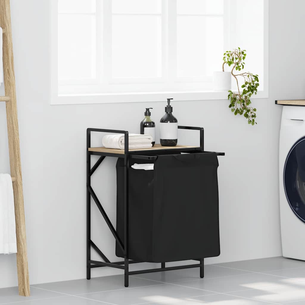 Laundry Basket 1 Compartment with Shelf Sonoma Oak
