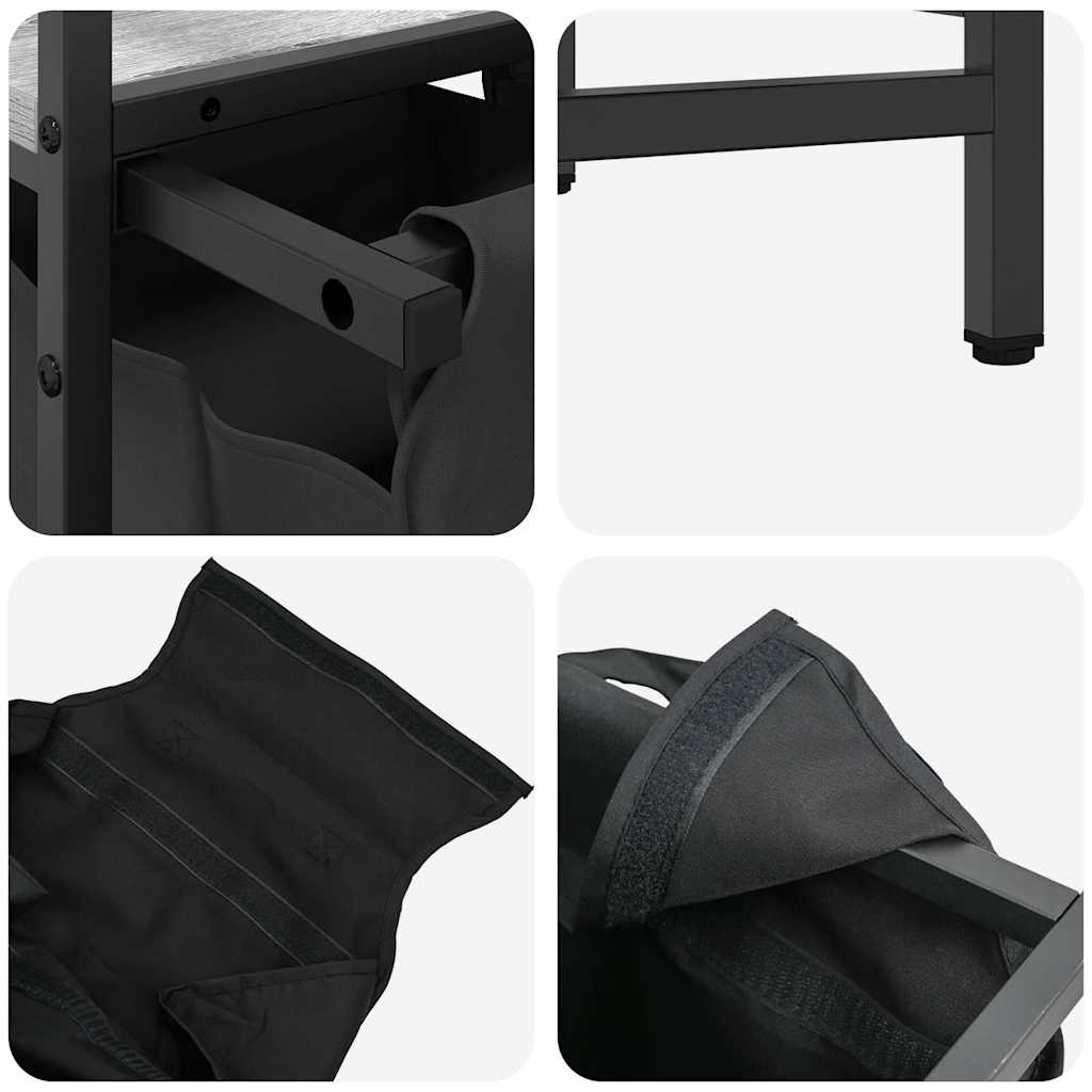 Laundry Basket 2 Compartments with Shelf Grey Sonoma