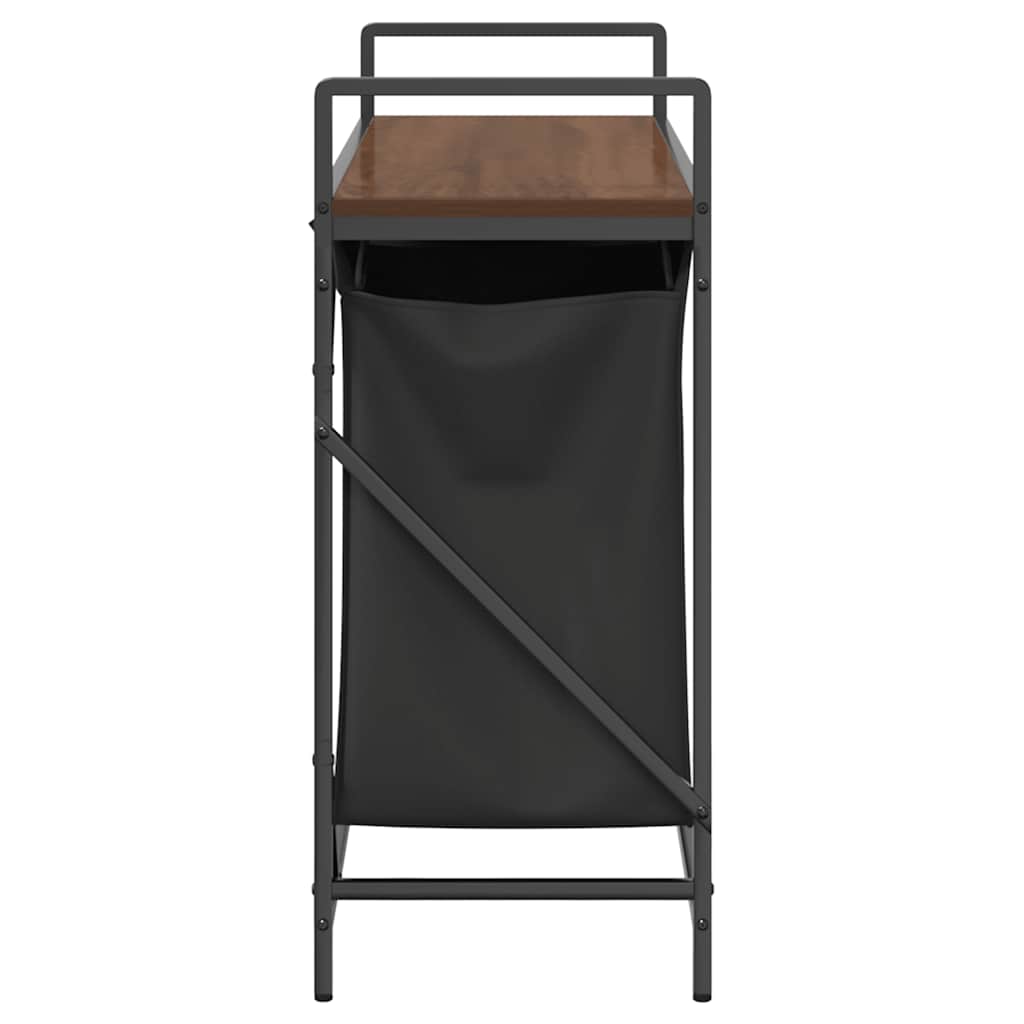 Laundry Basket 2 Compartments with Shelf Brown Oak
