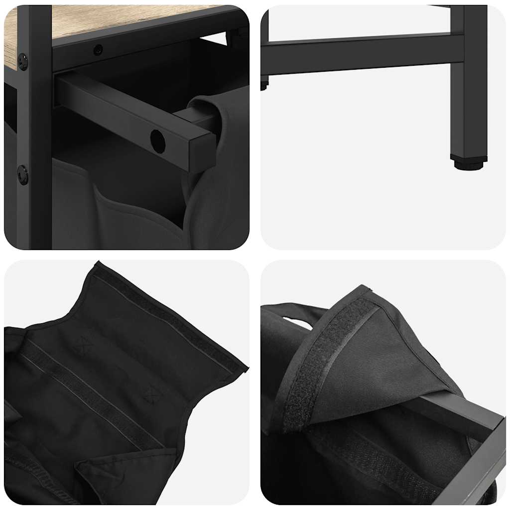 Laundry Basket 3 Compartments with Shelves Sonoma Oak