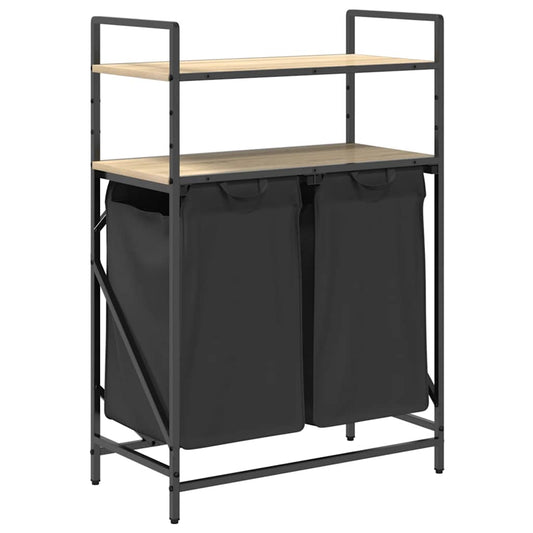 Laundry Basket 2 Compartments with Shelves Sonoma Oak