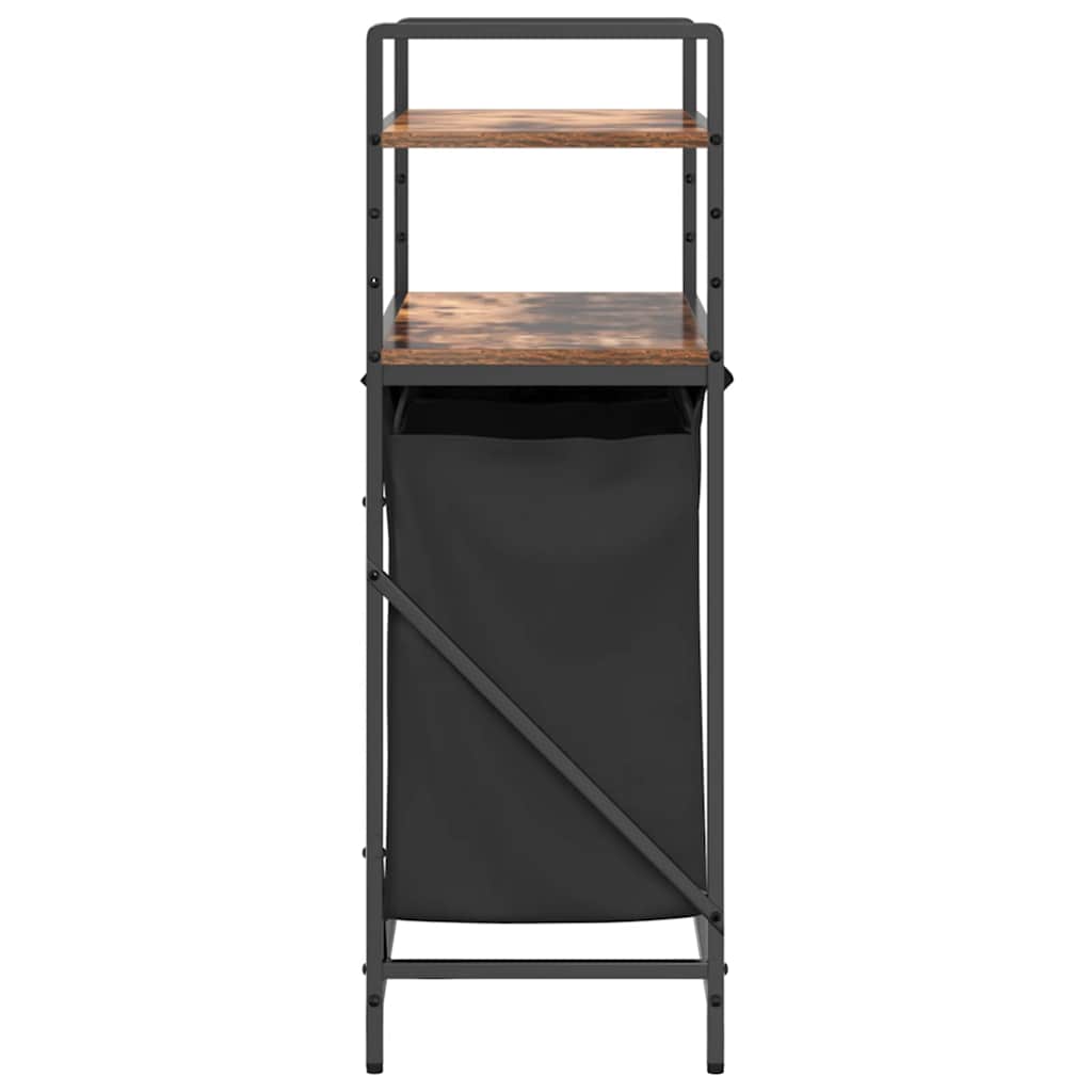Laundry Basket 2 Compartments with Shelves Smoked Oak