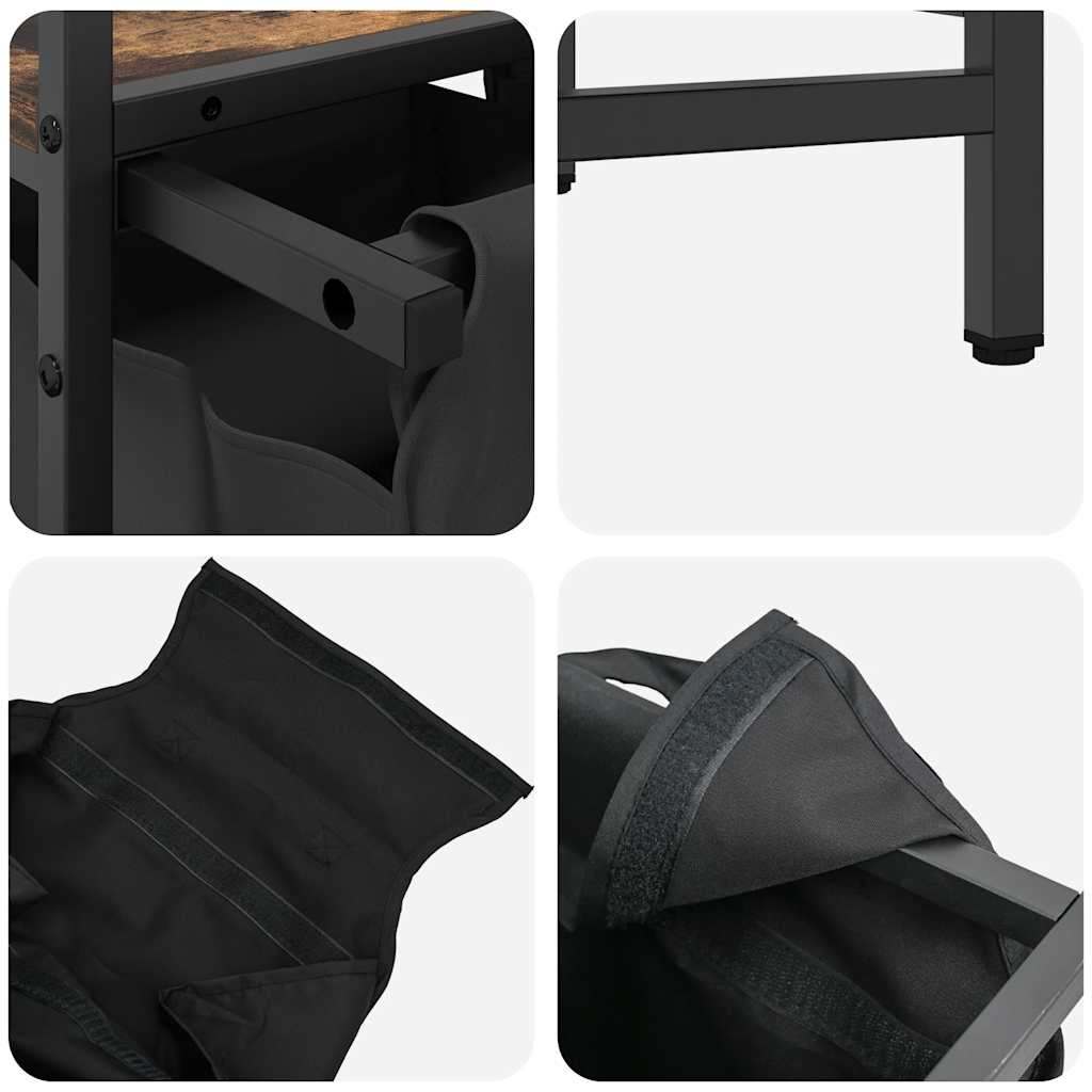 Laundry Basket 2 Compartments with Shelves Smoked Oak