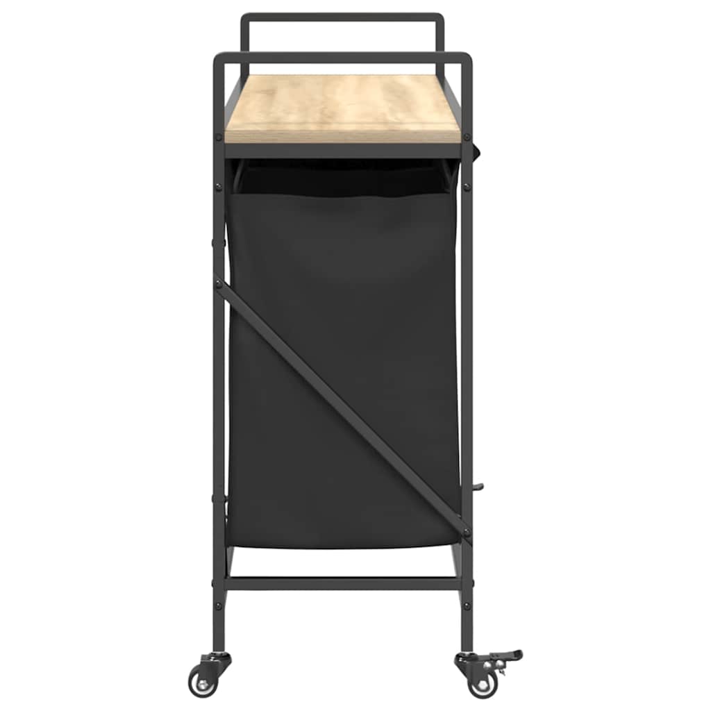 Laundry Basket 3 Compartments with Wheels Sonoma Oak