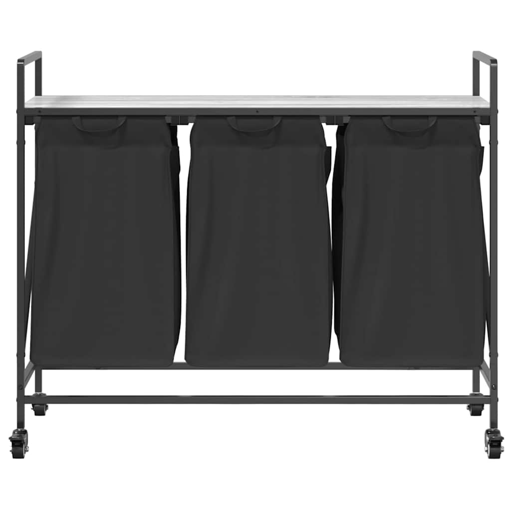 Laundry Basket 3 Compartments with Wheels Grey Sonoma