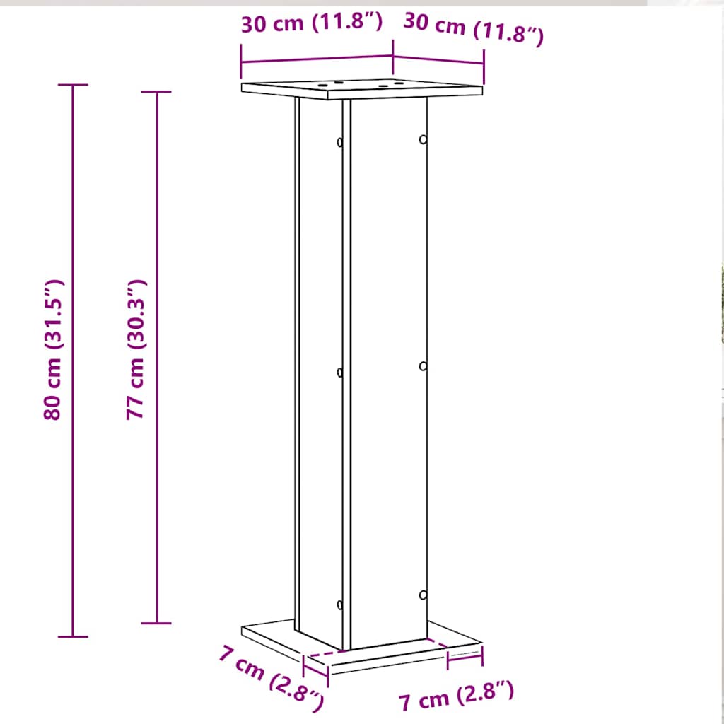 Speaker Stands 2 pcs Black Oak 30 x 30 x 80 cm Engineered Wood