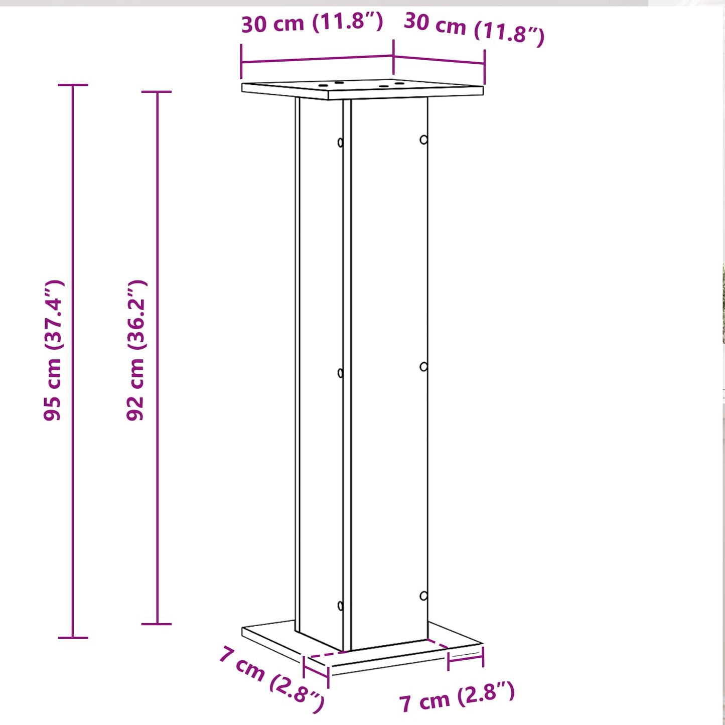 Speaker Stands 2 pcs Black Oak 30 x 30 x 95 cm Engineered Wood