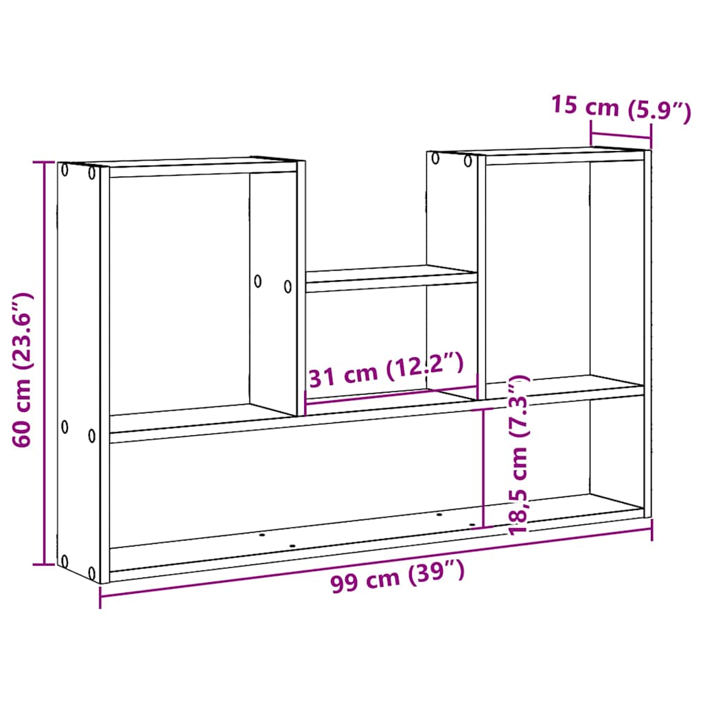 Wall Shelf Black Oak 99x15x60 cm Engineered Wood