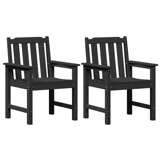 Garden Dining Chair 2 pcs Black HDPE