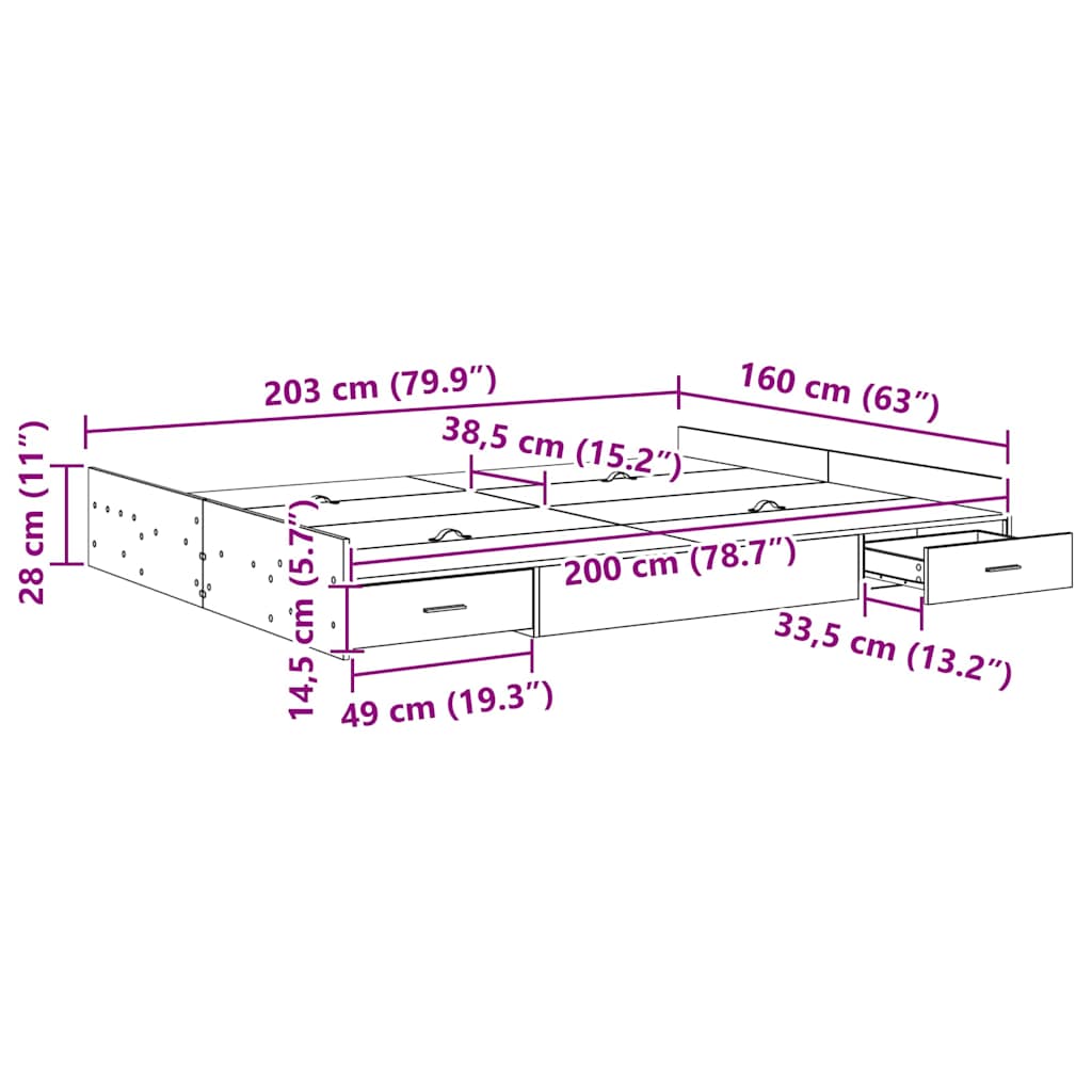 Storage Bed Frame with Door White 160 x 200 cm Engineered Wood