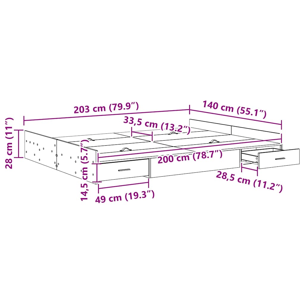 Storage Bed Frame with Door White 140 x 200 cm Engineered Wood