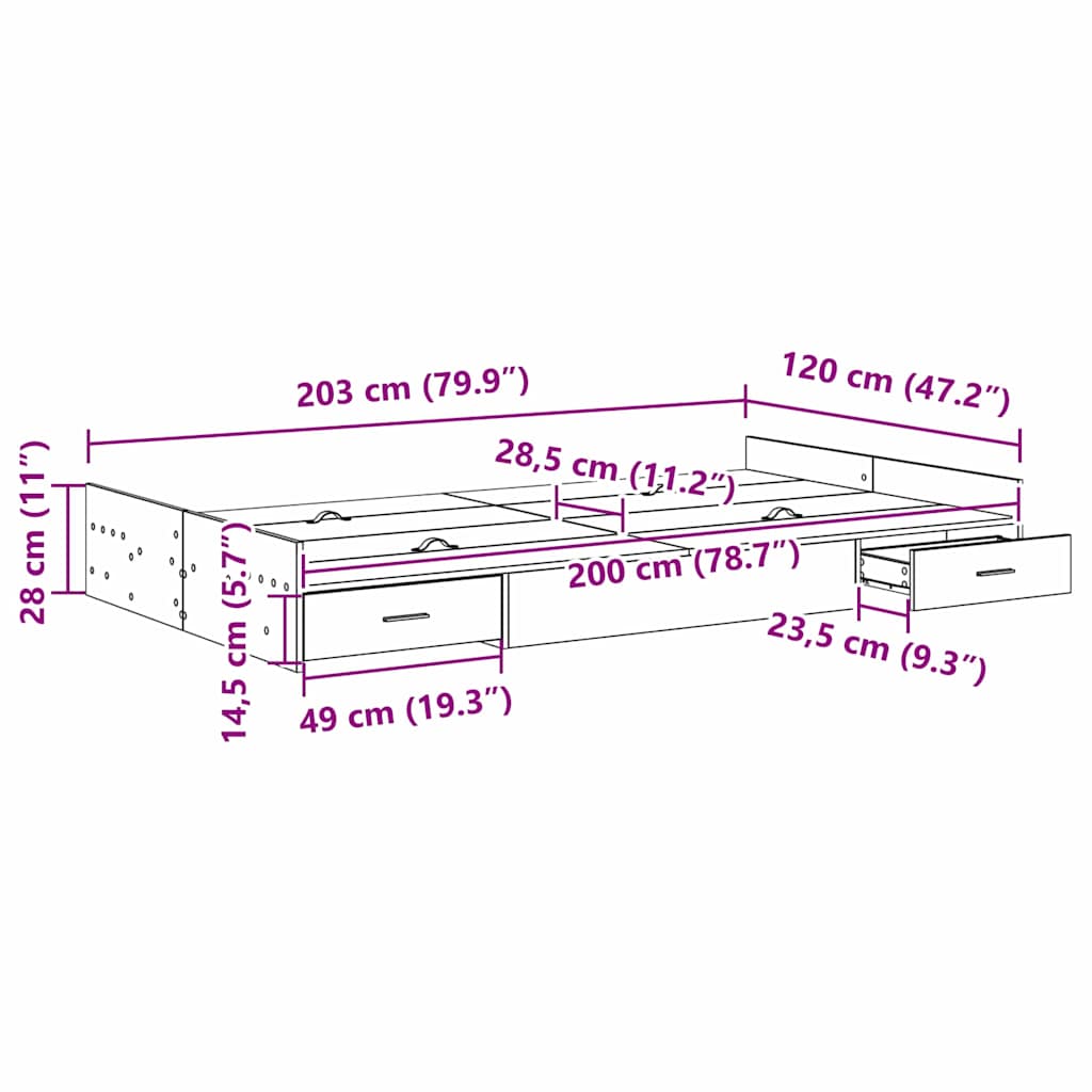 Storage Bed Frame with Door White 120 x 200 cm Engineered Wood