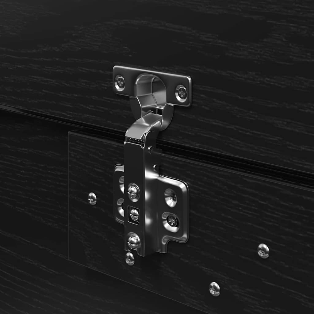 Storage Bed Frame Black Oak 140 x 190 cm Engineered Wood
