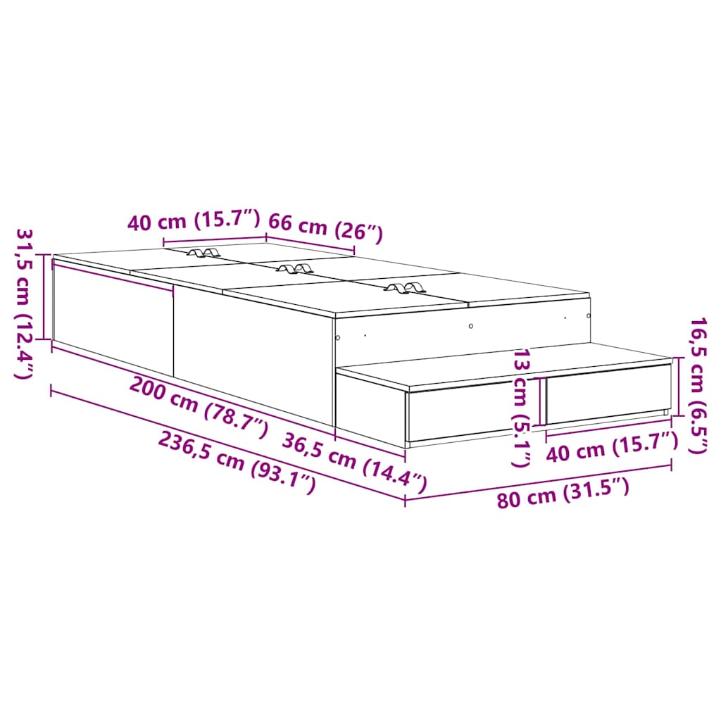 Storage Bed Frame with Drawer Black Oak 80 cm Engineered Wood