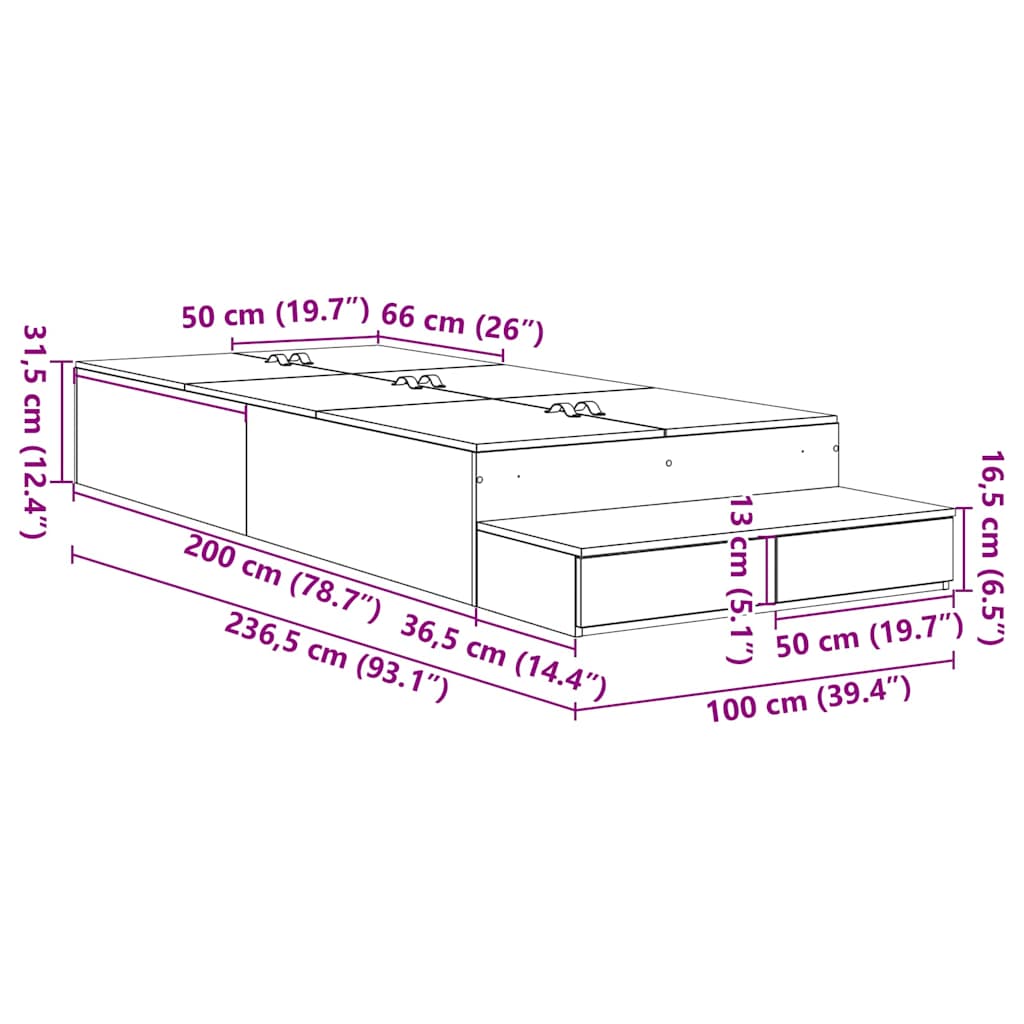 Storage Bed Frame with Drawer Sonoma Oak 100 cm Engineered Wood