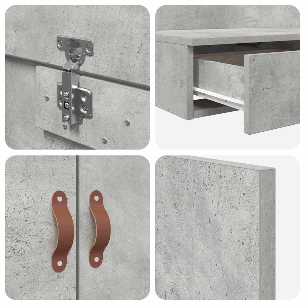 Storage Bed Frame Concrete Grey 100 cm Engineered Wood