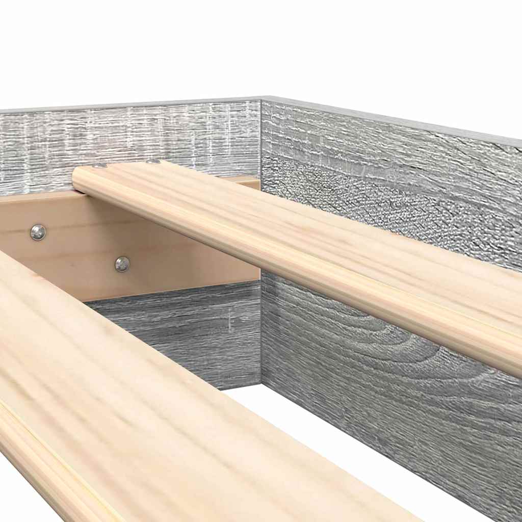 Bookcase Bed Grey sonoma 160 x 200 cm Engineered Wood