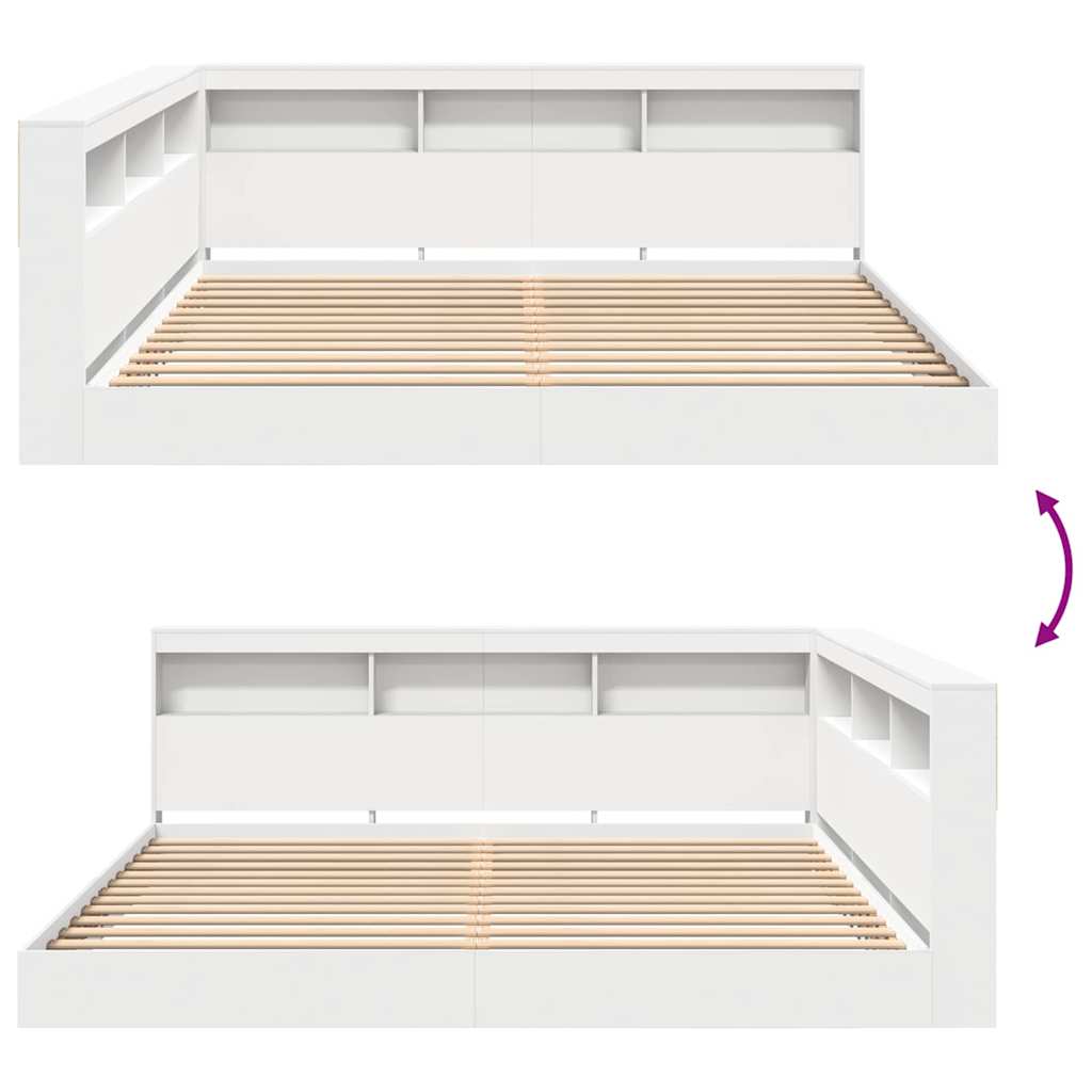 Bookcase Bed with Shelf White 180 x 200 cm Engineered Wood
