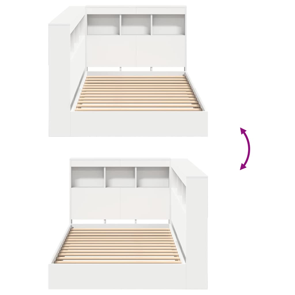 Bookcase Bed with Shelf White 90 x 190 cm Engineered Wood