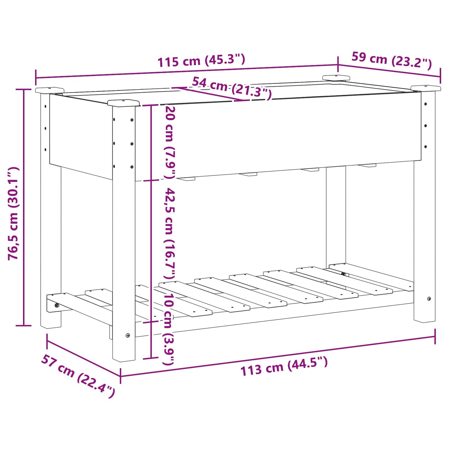 Garden Planter Beige 115 x 59 x 76.5 cm Solid Fir Wood