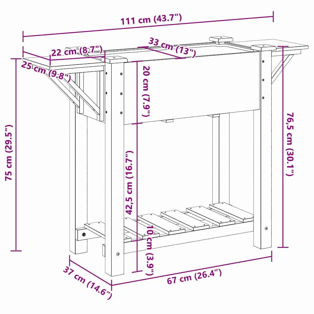 Garden Planter Beige 111 x 37 x 76.5 cm Solid Fir Wood