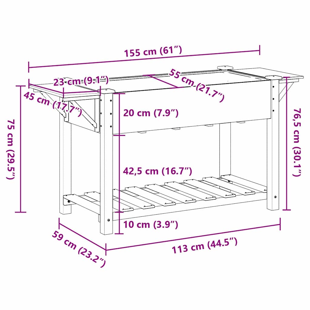 Garden Planter Beige 155 x 59 x 76.5 cm Solid Fir Wood