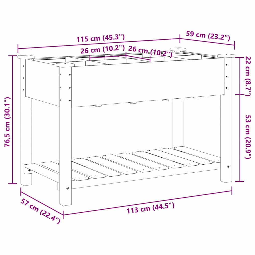 Garden Planter Beige 115 x 59 x 76.5 cm Solid Fir Wood