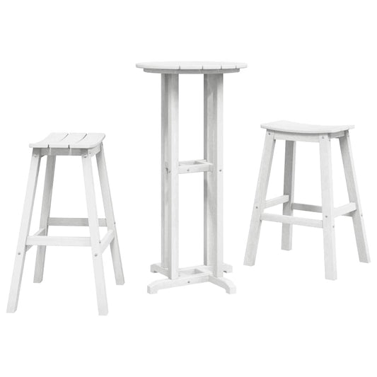 Garden Bar Set 3 pcs White HDPE