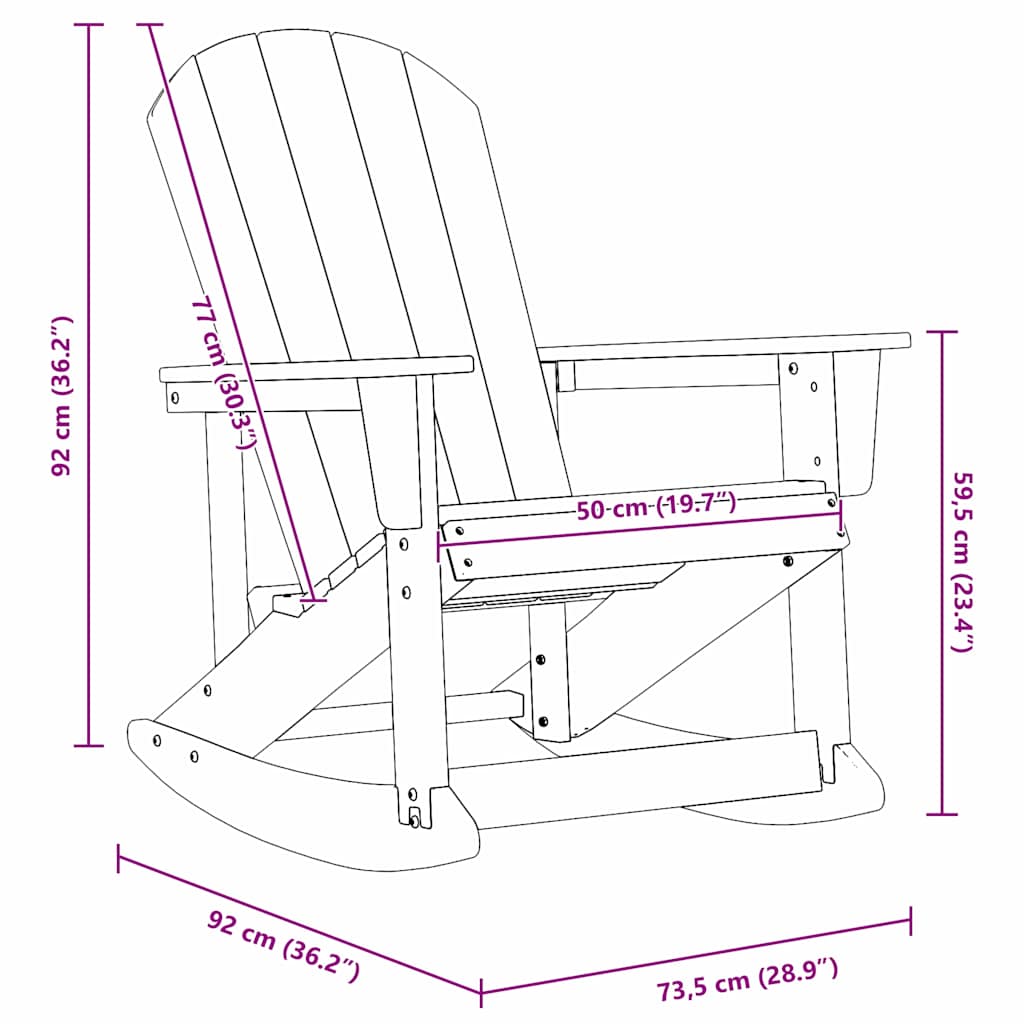 Adirondack Rocking Chairs 2 pcs Navy Blue HDPE