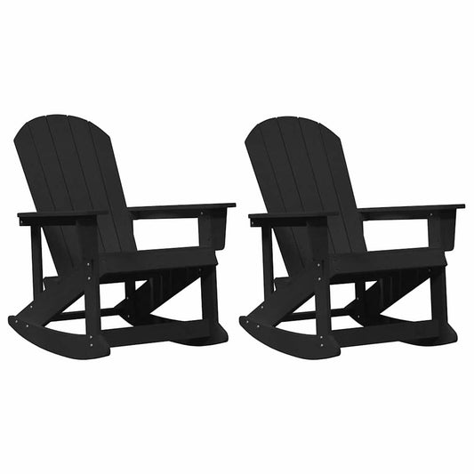 Adirondack Rocking Chairs 2 pcs Black HDPE