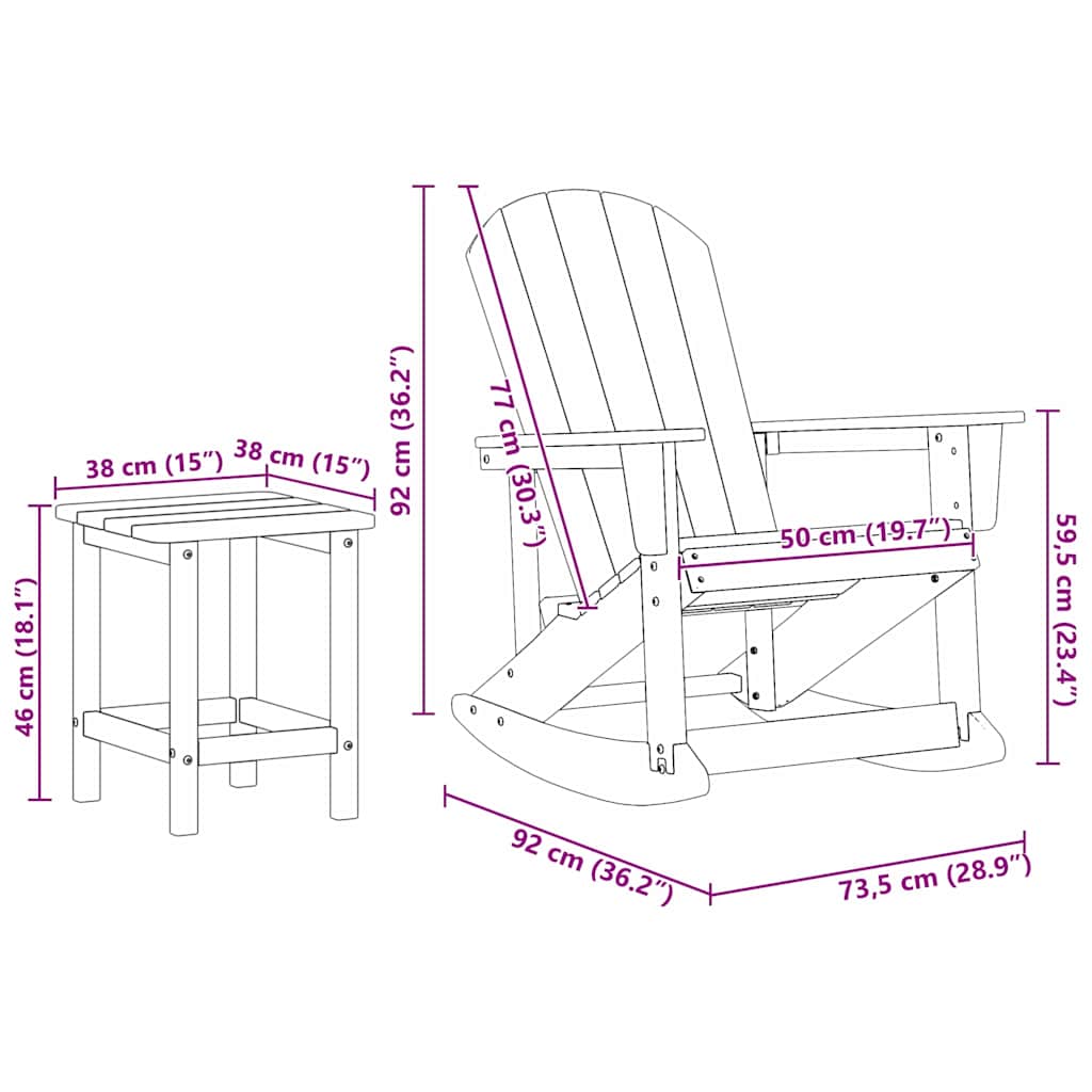 Garden Lounge Set 3 pcs Navy Blue HDPE