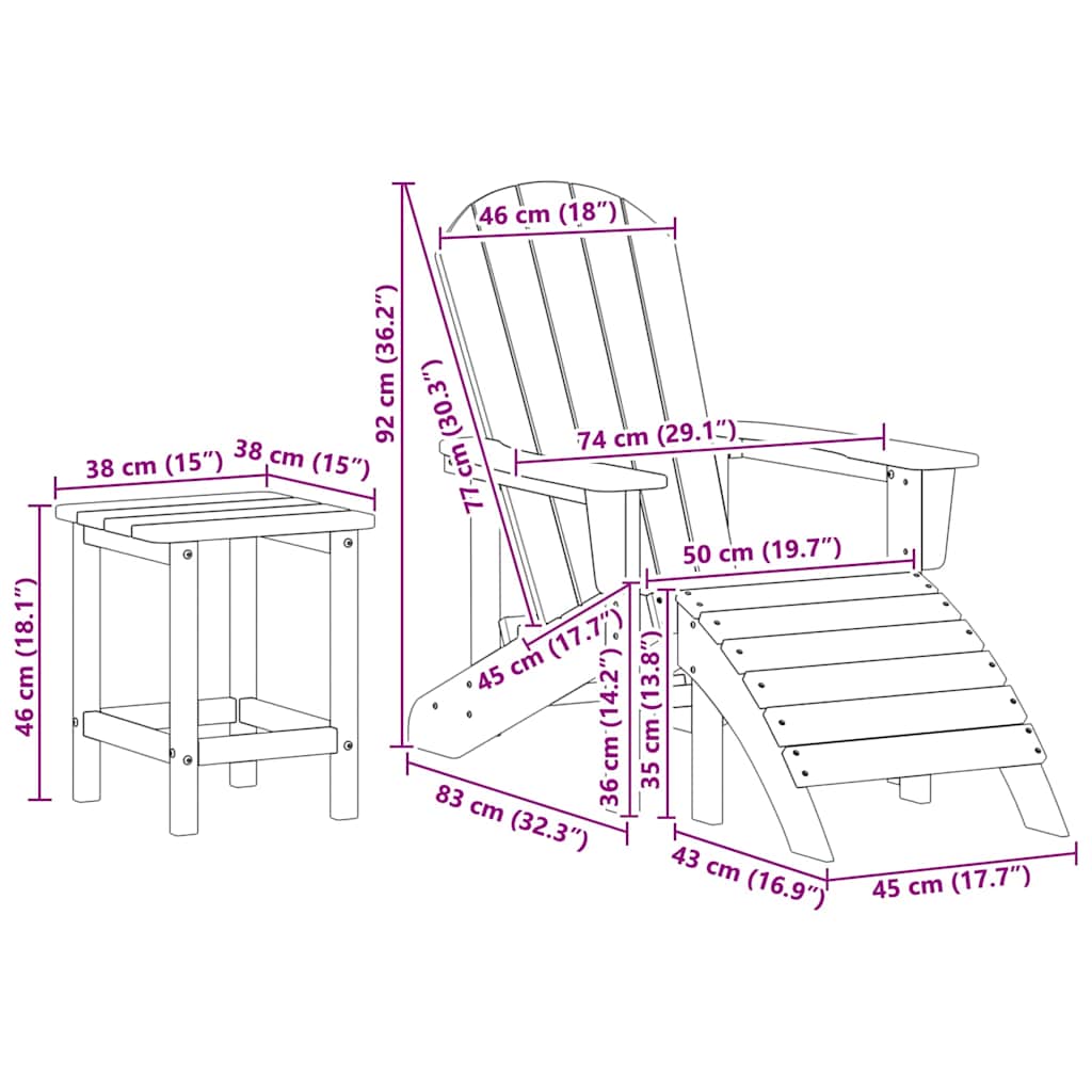 Garden Chair 3 pcs Light Grey Polyethylene