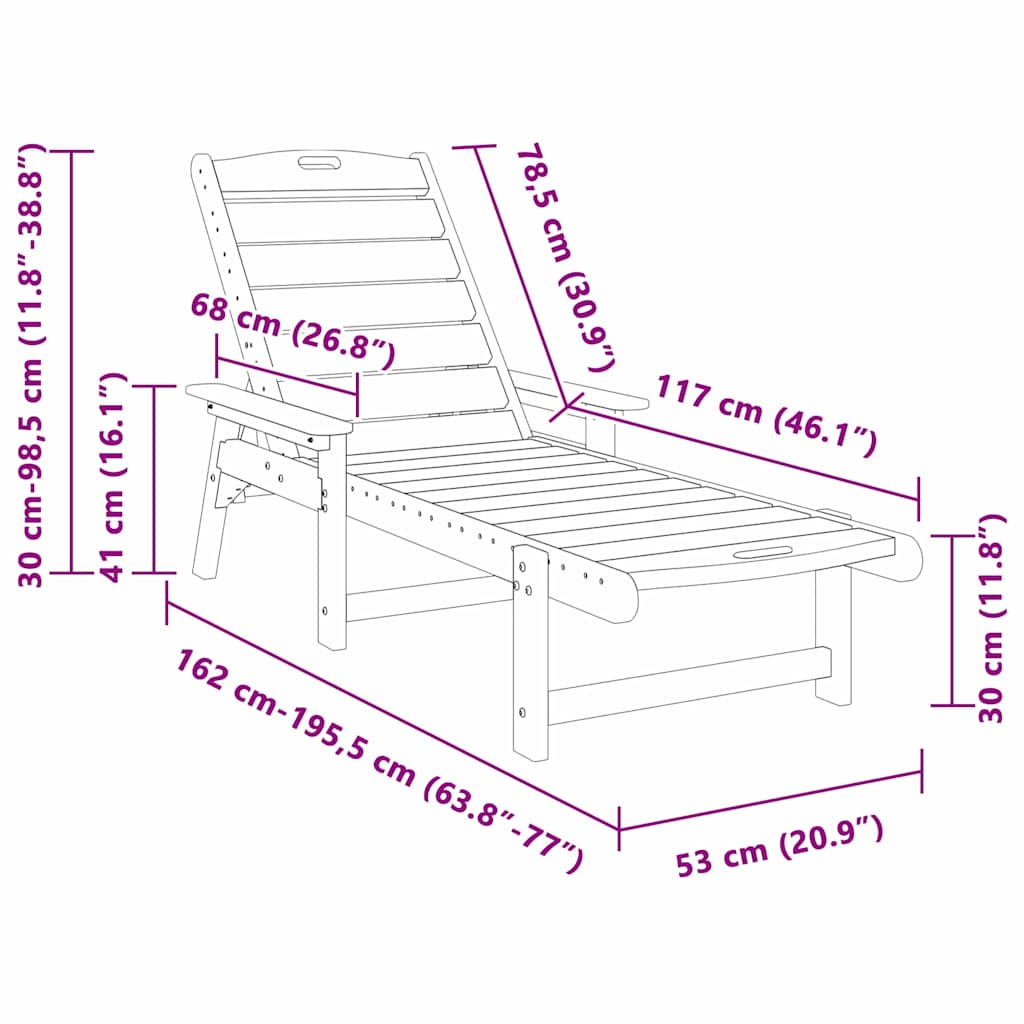Sun Lounger 2 pcs Polyethylene Navy