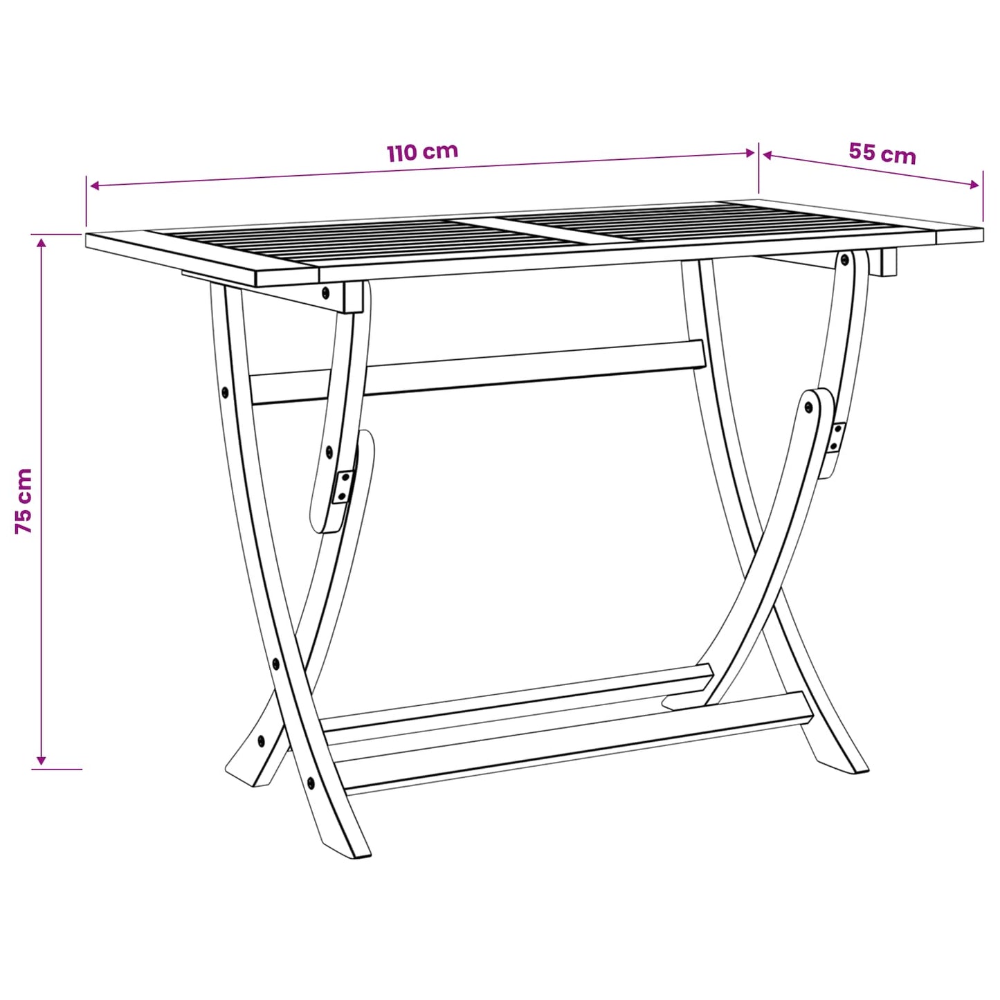 Sydney Rectangle Table Brown 110 x 55 x 75 cm Solid Acacia Wood