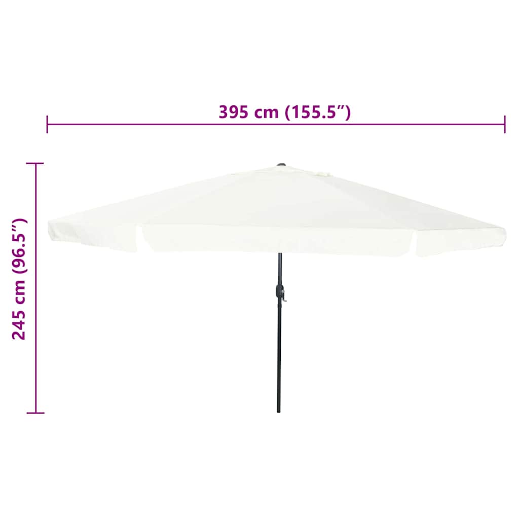 Garden Parasol Sand 394 x 394 x 248 cm Polyester and Steel