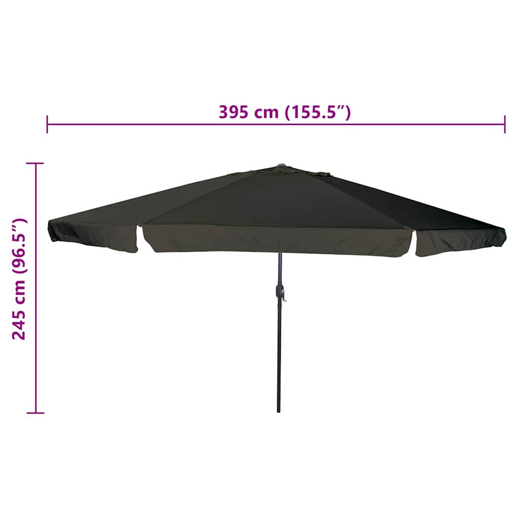 Garden Parasol Black 394 x 394 x 248 cm Polyester and Steel