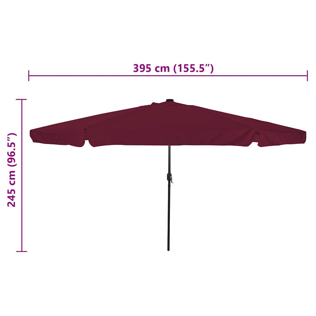 Garden Parasol Red and Black 395 x 395 x 245 cm