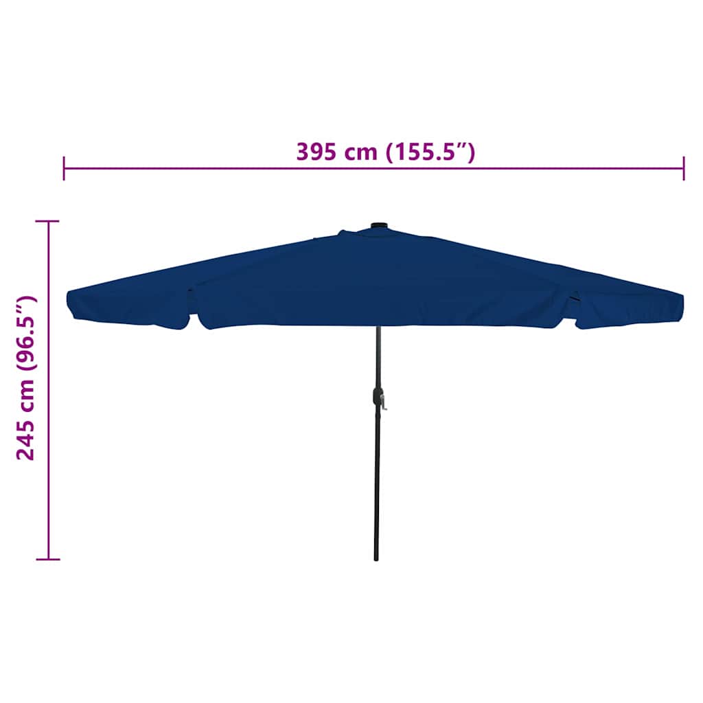 Garden Parasol 395 x 395 x 245 cm Polyester Round Azurblau