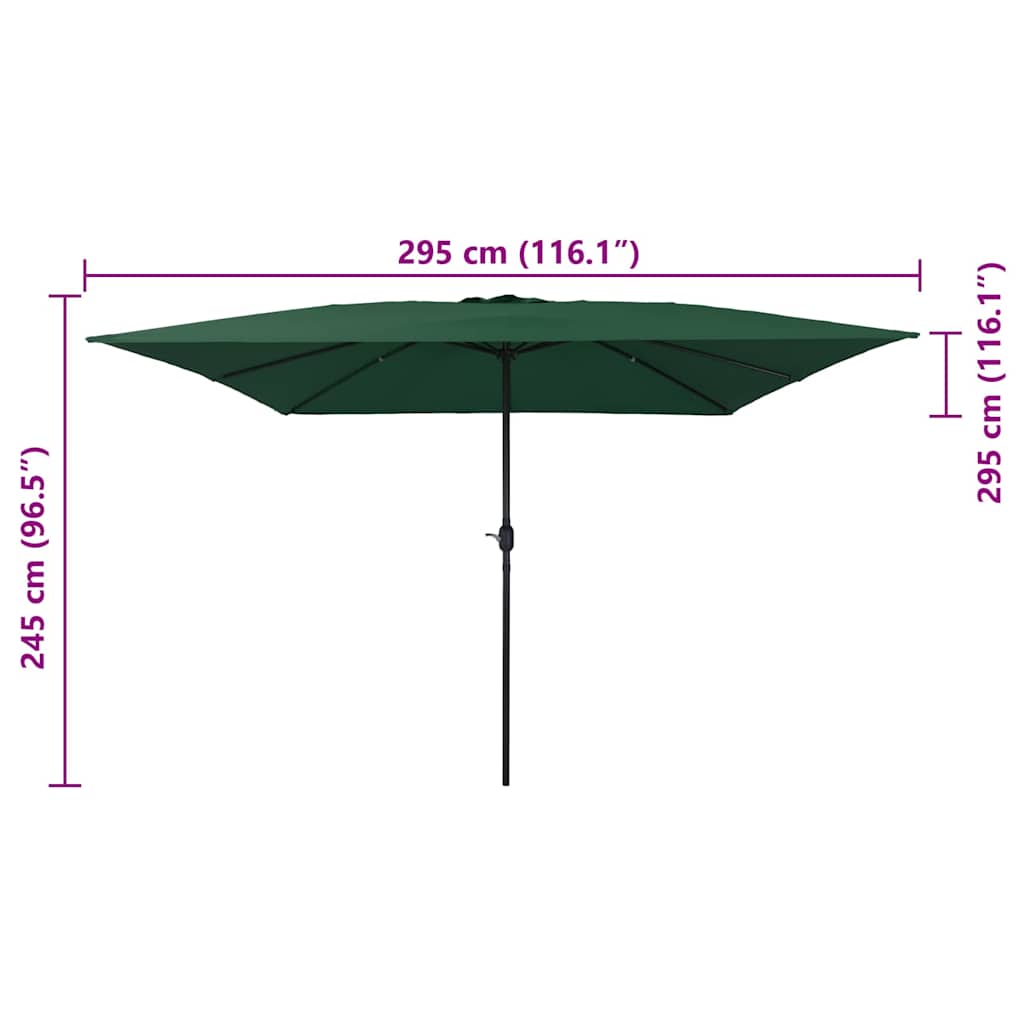 Garden Parasol Green 295 x 295 x 245 cm Polyester and Steel