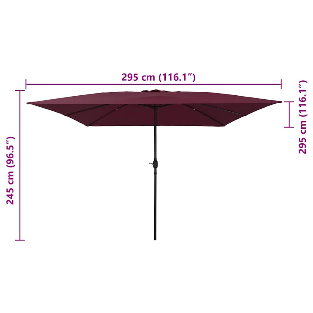 Garden Parasol Bordeaux Red 295 x 295 x 245 cm