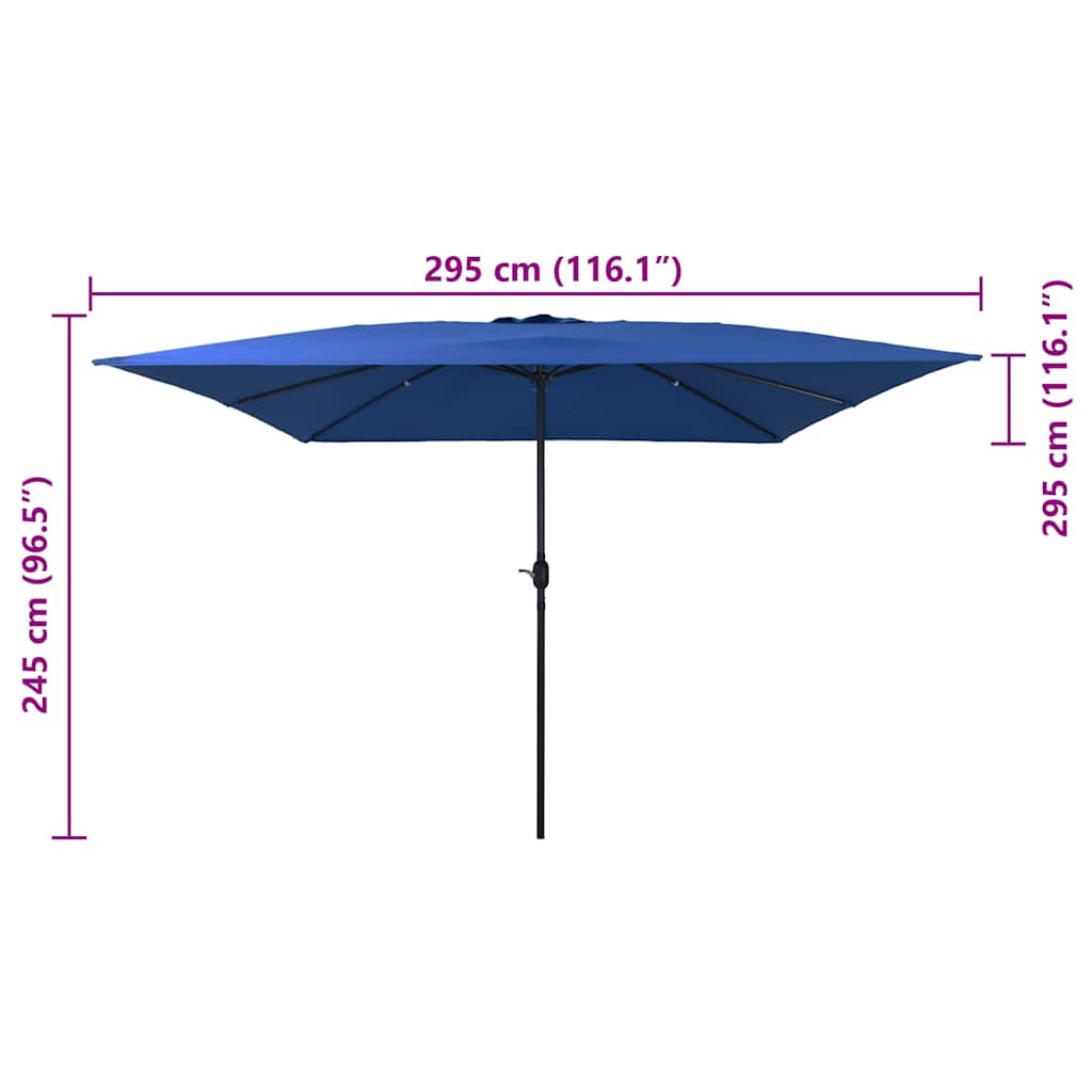 Garden Parasol 295 x 295 x 245 cm Polyester and Steel Azurblau